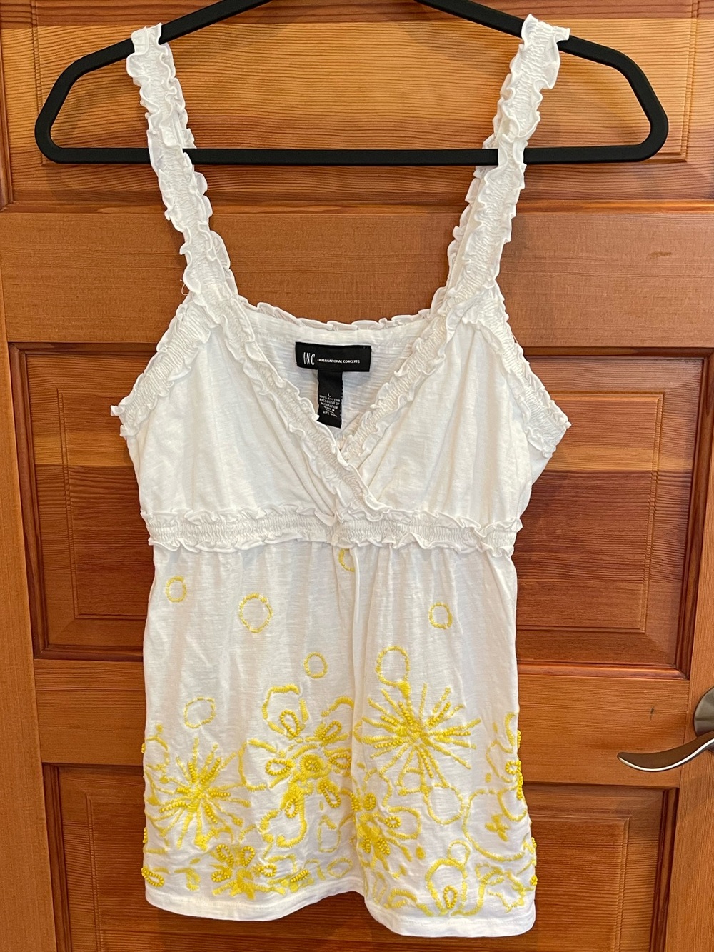 INC International Concepts White & Yellow Camisole - EUC - Large